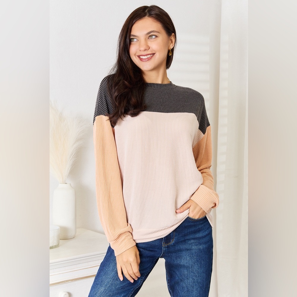 NEW**-Double Take Color Block Dropped Shoulder T-Shirt OFFERS WELCOME